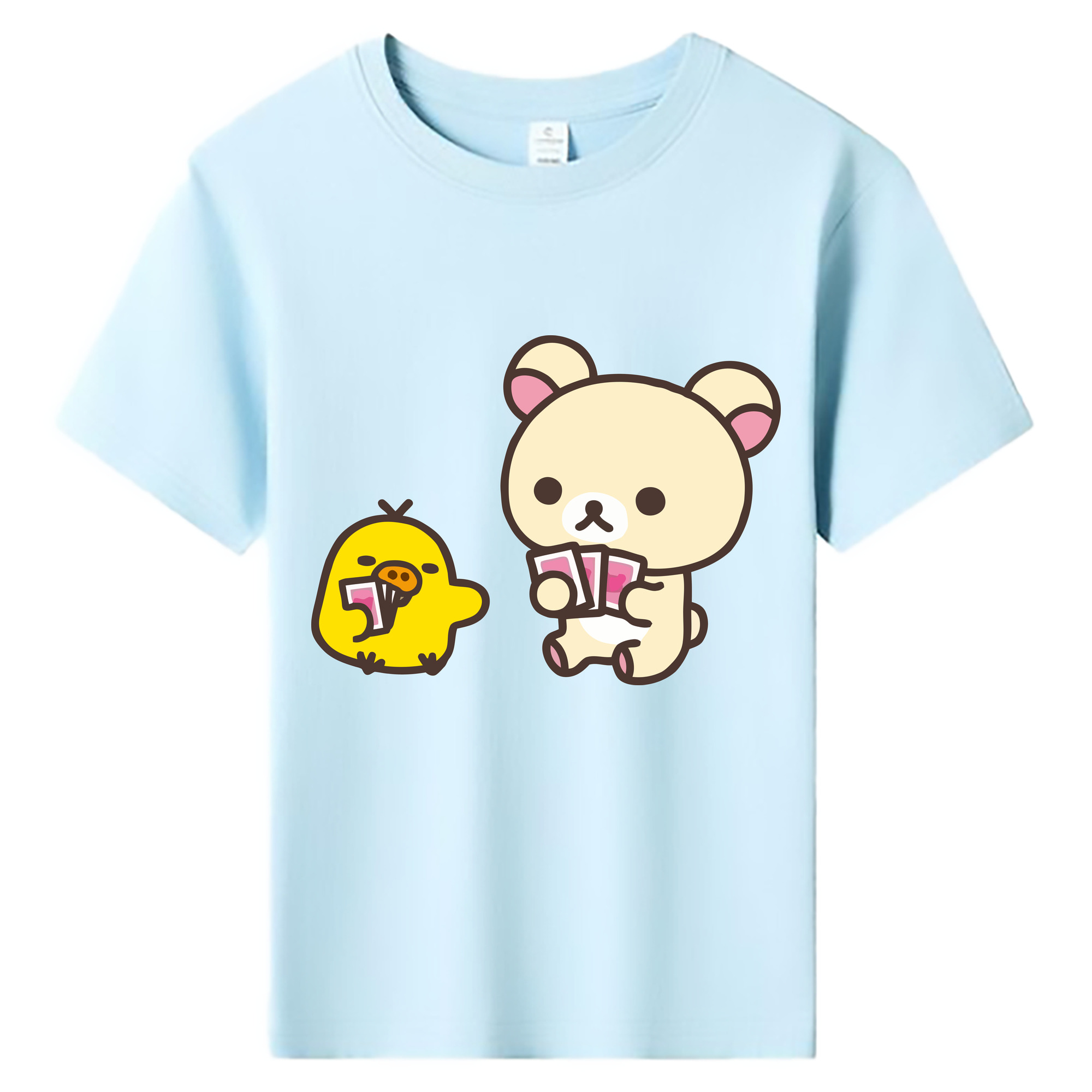 （画像用） リラックマ リラックマ キイロイトリ Rilakkuma Korilakkuma Kiiroitori 綿100％キッズTシャツ（フロントプリント）